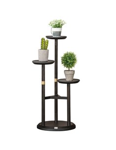 Outsunny 3-Tier Plant Stand, Plant Shelf Rack,  Bamboo Display Stand, 46x46x86cm, Dark Walnut 845-811V00DW