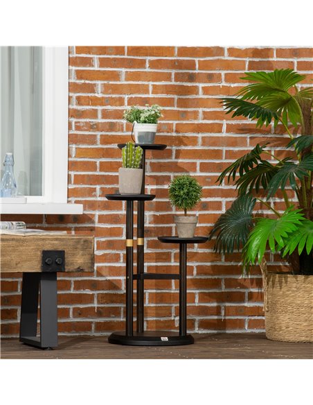 Outsunny 3-Tier Plant Stand, Plant Shelf Rack,  Bamboo Display Stand, 46x46x86cm, Dark Walnut 845-811V00DW - pic 93918 | FastDaddyshop