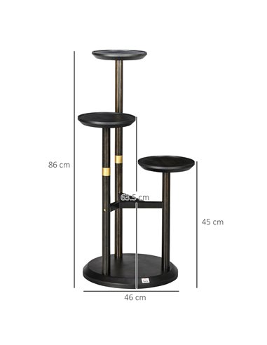 Outsunny 3-Tier Plant Stand, Plant Shelf Rack,  Bamboo Display Stand, 46x46x86cm, Dark Walnut 845-811V00DW