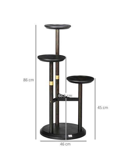 Outsunny 3-Tier Plant Stand, Plant Shelf Rack,  Bamboo Display Stand, 46x46x86cm, Dark Walnut 845-811V00DW - pic 93919 | FastDaddyshop