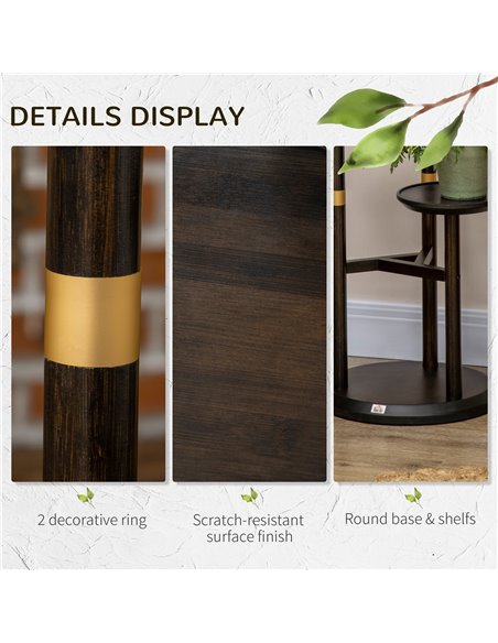 Outsunny 3-Tier Plant Stand, Plant Shelf Rack,  Bamboo Display Stand, 46x46x86cm, Dark Walnut 845-811V00DW - pic 93922 | FastDaddyshop