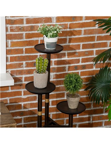 Outsunny 3-Tier Plant Stand, Plant Shelf Rack,  Bamboo Display Stand, 46x46x86cm, Dark Walnut 845-811V00DW
