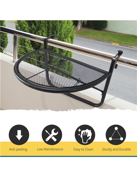 Outsunny Semi-Circular Attachable Balcony Hanging Coffee Table Adjustable Side Metal Table - pic 9393 | FastDaddyshop