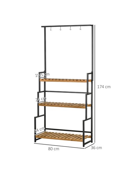 Outsunny 3 Tiered Plant Stand with Hanging Hooks, Flower Rack Shelf for Indoor Outdoor Porch Balcony Living Room Bedroom 845-788 - pic 93937 | FastDaddyshop