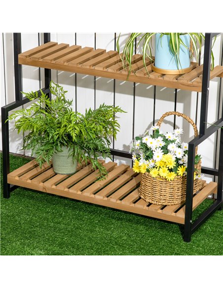 Outsunny 3 Tiered Plant Stand with Hanging Hooks, Flower Rack Shelf for Indoor Outdoor Porch Balcony Living Room Bedroom 845-788 - pic 93942 | FastDaddyshop