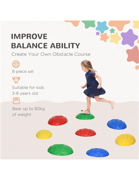 ZONEKIZ 8Pcs Kids Stepping Stones with Non-Slip Mats, Balance River Stones Indoor Outdoor Sensory Toys for 3-8 Years Old 347-013 - pic 93965 | FastDaddyshop