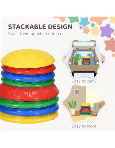 ZONEKIZ 8Pcs Kids Stepping Stones with Non-Slip Mats, Balance River Stones Indoor Outdoor Sensory Toys for 3-8 Years Old 347-013