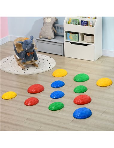 ZONEKIZ 8Pcs Kids Stepping Stones with Non-Slip Mats, Balance River Stones Indoor Outdoor Sensory Toys for 3-8 Years Old 347-013