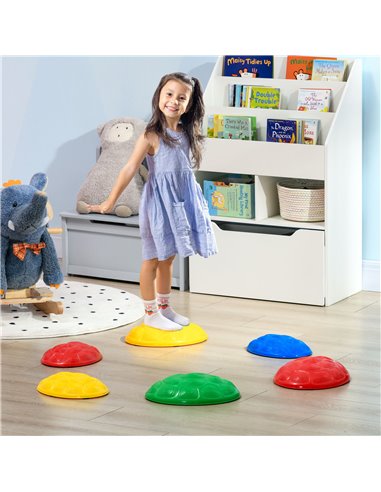 ZONEKIZ 6Pcs Kids Stepping Stones with Non-Slip Mats, Balance River Stones Indoor Outdoor Sensory Toys for 3-8 Years Old 347-013