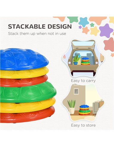 ZONEKIZ 6Pcs Kids Stepping Stones with Non-Slip Mats, Balance River Stones Indoor Outdoor Sensory Toys for 3-8 Years Old 347-013