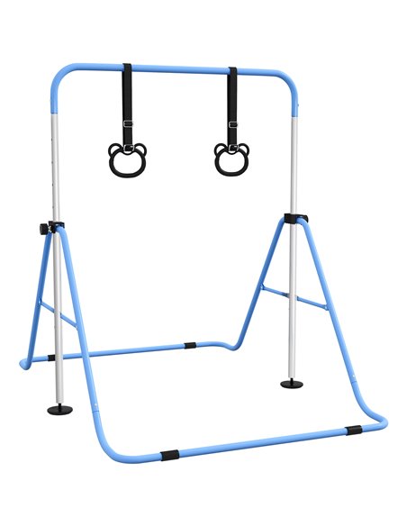 HOMCOM Adjustable Height, Foldable Kids Gymnastics Bar w/ Non-Slip Mats, for 3+ Years, Blue 340-016V00BU - pic 94016 | FastDaddyshop