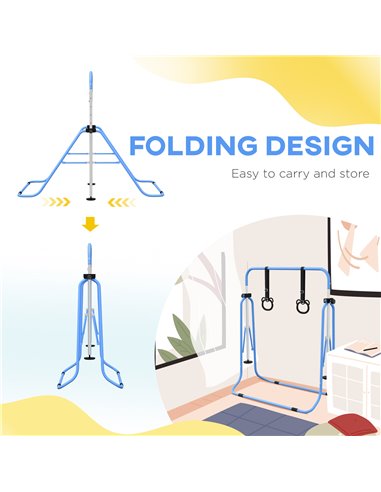 HOMCOM Adjustable Height, Foldable Kids Gymnastics Bar w/ Non-Slip Mats, for 3+ Years, Blue 340-016V00BU
