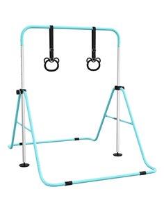 HOMCOM Adjustable Height, Foldable Kids Gymnastics Bar w/ Non-Slip Mats, for 3+ Years, Green 340-016V00GN