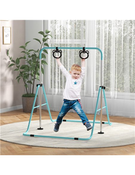 HOMCOM Adjustable Height, Foldable Kids Gymnastics Bar w/ Non-Slip Mats, for 3+ Years, Green 340-016V00GN - pic 94026 | FastDaddyshop