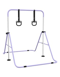 HOMCOM Adjustable Height, Foldable Kids Gymnastics Bar w/ Non-Slip Mats, for 3+ Years, Purple 340-016V00VT