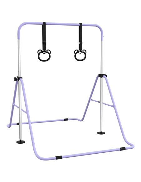 HOMCOM Adjustable Height, Foldable Kids Gymnastics Bar w/ Non-Slip Mats, for 3+ Years, Purple 340-016V00VT - pic 94034 | FastDaddyshop
