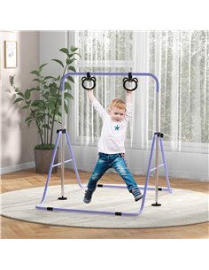 HOMCOM Adjustable Height, Foldable Kids Gymnastics Bar w/ Non-Slip Mats, for 3+ Years, Purple 340-016V00VT 2