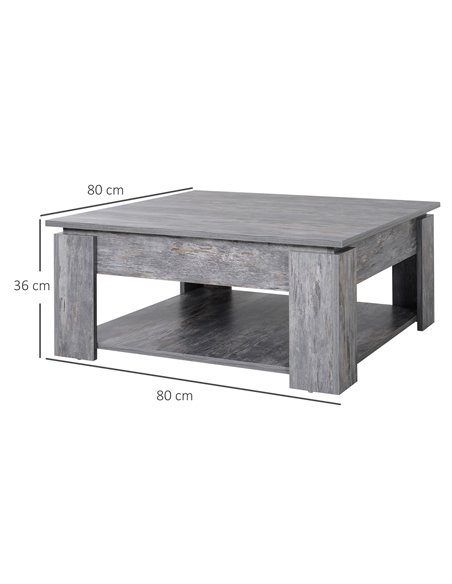 HOMCOM 2 Tier Wood Coffee Table Side Table Bottom Storage Shelf  Simple Modern Living Room Grey Wood Grain - pic 9405 | FastDaddyshop