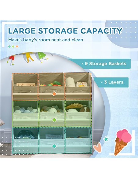 ZONEKIZ 3PCs Kids Furniture Bedroom Set with Bed, Toy Box Bench, Storage Unit with Baskets, Star and Moon Patterns, for 3-6 Year - pic 94056 | FastDaddyshop