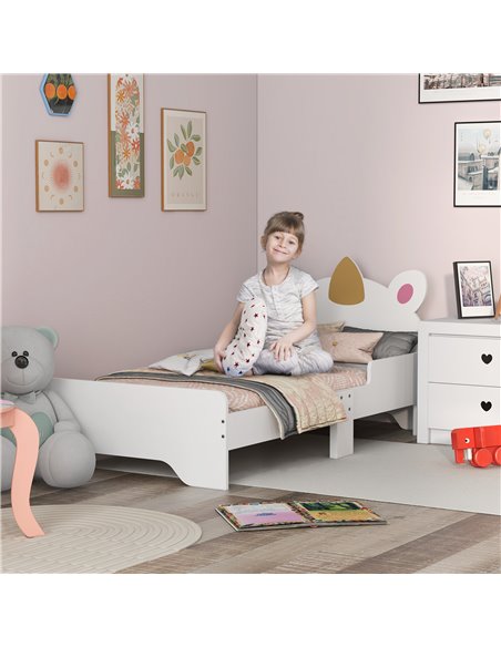ZONEKIZ Unicorn Toddler Bed, Children's Bedroom Furniture, for Ages 3-6, 143 x 74 x 67 cm, White 313-011V00WT - pic 94062 | FastDaddyshop
