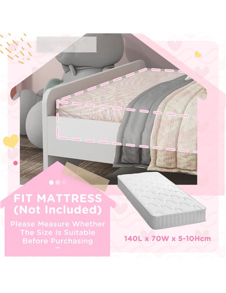 ZONEKIZ Unicorn Toddler Bed, Children's Bedroom Furniture, for Ages 3-6, 143 x 74 x 67 cm, White 313-011V00WT - pic 94067 | FastDaddyshop