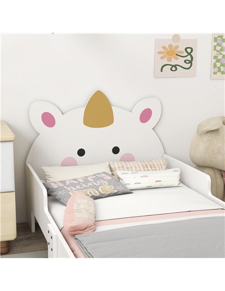ZONEKIZ Unicorn Toddler Bed, Children's Bedroom Furniture, for Ages 3-6, 143 x 74 x 67 cm, White 313-011V00WT - pic 94068 | FastDaddyshop
