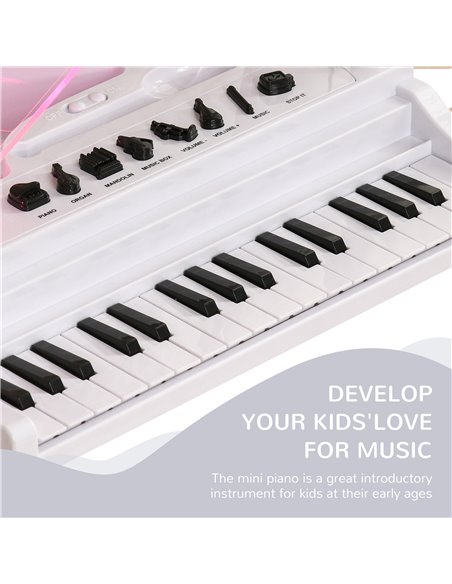 AIYAPLAY Children's 32-Key Electronic Piano Keyboard w/ Stool, Interactive Lights, Microphone, Variety of Sounds for Kids, White - pic 94093 | FastDaddyshop