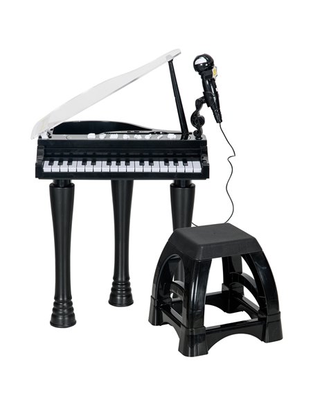AIYAPLAY Children's 32-Key Piano Keyboard, with Stool, Lights, Microphone, Sounds, for Aspiring Musicians, Black 390-023V00BK - pic 94097 | FastDaddyshop