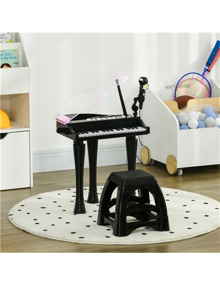 AIYAPLAY Children's 32-Key Piano Keyboard, with Stool, Lights, Microphone, Sounds, for Aspiring Musicians, Black 390-023V00BK - pic 94098 | FastDaddyshop