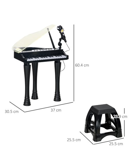 AIYAPLAY Children's 32-Key Piano Keyboard, with Stool, Lights, Microphone, Sounds, for Aspiring Musicians, Black 390-023V00BK - pic 94099 | FastDaddyshop