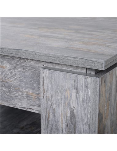 HOMCOM 2 Tier Wood Coffee Table Side Table Bottom Storage Shelf  Simple Modern Living Room Grey Wood Grain