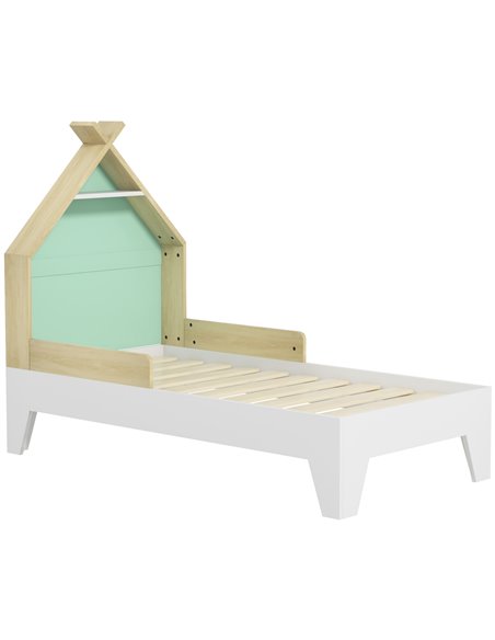AIYAPLAY Toddler Bed Frame Treehouse Style Single Bed Frame with Safety Guardrails, 144L x 74W x 110Hcm 313-015V80GN - pic 94106 | FastDaddyshop