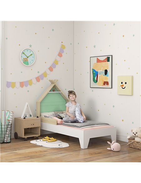 AIYAPLAY Toddler Bed Frame Treehouse Style Single Bed Frame with Safety Guardrails, 144L x 74W x 110Hcm 313-015V80GN - pic 94107 | FastDaddyshop