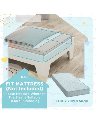 AIYAPLAY Toddler Bed Frame Treehouse Style Single Bed Frame with Safety Guardrails, 144L x 74W x 110Hcm 313-015V80GN