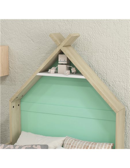 AIYAPLAY Toddler Bed Frame Treehouse Style Single Bed Frame with Safety Guardrails, 144L x 74W x 110Hcm 313-015V80GN - pic 94113 | FastDaddyshop