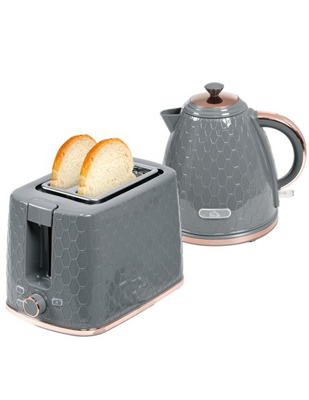 HOMCOM 1.7L 3000W Fast Boil Kettle & 2 Slice Toaster Set, Kettle and Toaster Set with Auto Shut Off, Browning Controls, Grey 800 - pic 94124 | FastDaddyshop