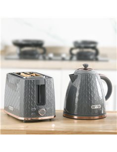 HOMCOM 1.7L 3000W Fast Boil Kettle & 2 Slice Toaster Set, Kettle and Toaster Set with Auto Shut Off, Browning Controls, Grey 800 2