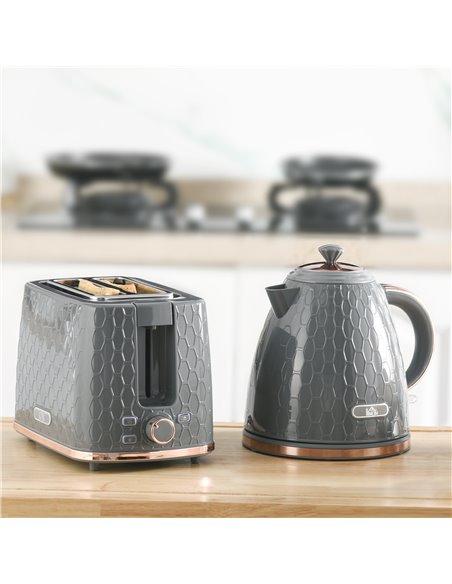 HOMCOM 1.7L 3000W Fast Boil Kettle & 2 Slice Toaster Set, Kettle and Toaster Set with Auto Shut Off, Browning Controls, Grey 800 - pic 94125 | FastDaddyshop