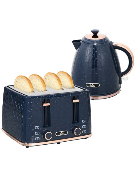 HOMCOM Kettle and Toaster Set, 1.7L 3000W Fast Boil Jug Kettle with Auto Shut Off, 4 Slice Toaster with 7 Level Browning Control - pic 94142 | FastDaddyshop