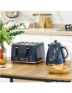 HOMCOM Kettle and Toaster Set, 1.7L 3000W Fast Boil Jug Kettle with Auto Shut Off, 4 Slice Toaster with 7 Level Browning Control 2