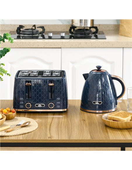 HOMCOM Kettle and Toaster Set, 1.7L 3000W Fast Boil Jug Kettle with Auto Shut Off, 4 Slice Toaster with 7 Level Browning Control - pic 94148 | FastDaddyshop