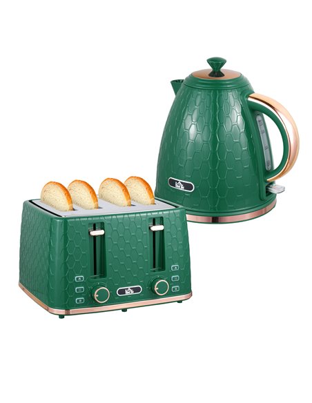 HOMCOM Kettle and Toaster Set, 1.7L 3000W Fast Boil Jug Kettle with Auto Shut Off, 4 Slice Toaster with 7 Level Browning Control - pic 94151 | FastDaddyshop