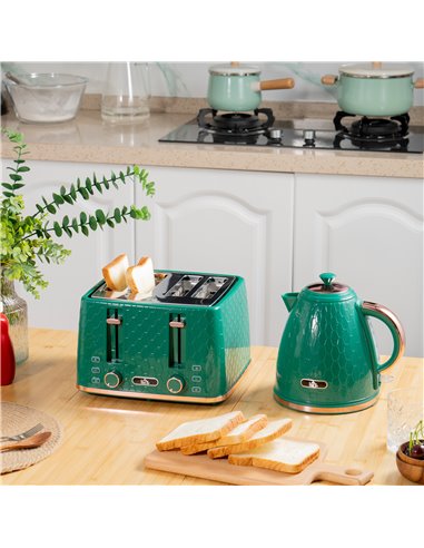 HOMCOM Kettle and Toaster Set, 1.7L 3000W Fast Boil Jug Kettle with Auto Shut Off, 4 Slice Toaster with 7 Level Browning Control