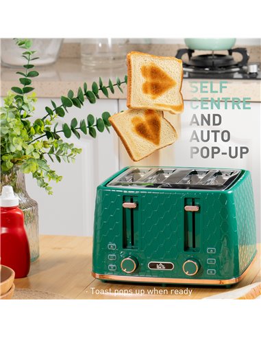 HOMCOM Kettle and Toaster Set, 1.7L 3000W Fast Boil Jug Kettle with Auto Shut Off, 4 Slice Toaster with 7 Level Browning Control