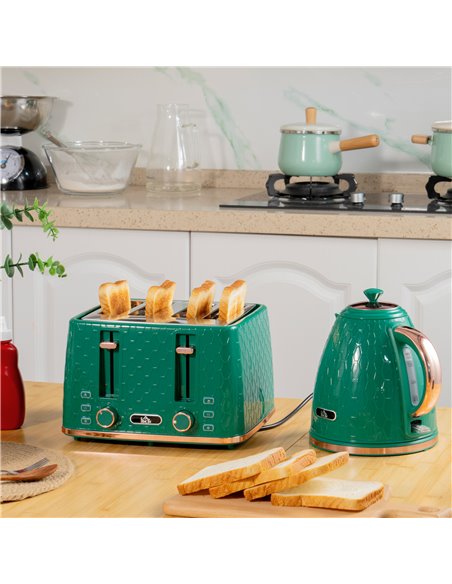 HOMCOM Kettle and Toaster Set, 1.7L 3000W Fast Boil Jug Kettle with Auto Shut Off, 4 Slice Toaster with 7 Level Browning Control - pic 94157 | FastDaddyshop