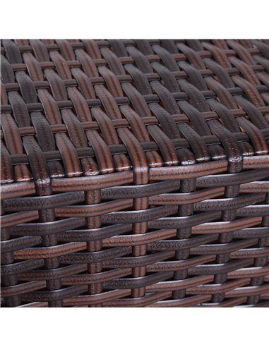 Outsunny Outdoor Patio Rattan Wicker Coffee Table Bistro Side Table w/ Umbrella Hole and Storage Space, Brown