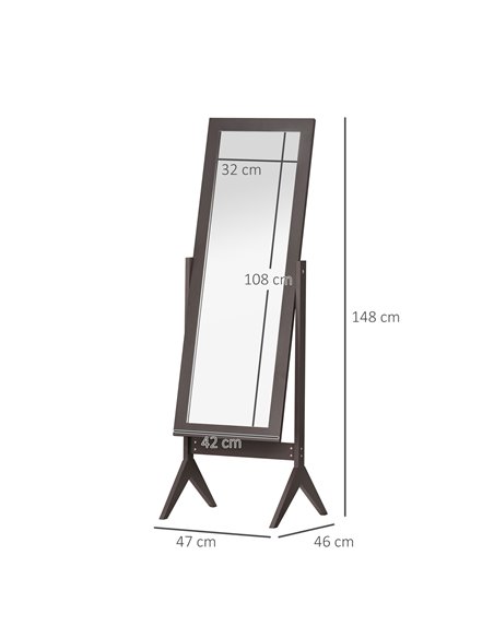 HOMCOM Dressing Mirror, Freestanding Bedroom Tall Mirror Adjustable Angle, 148x47cm, Brown 831-268CF - pic 94162 | FastDaddyshop