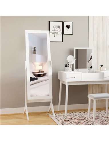 HOMCOM Tall Freestanding Dressing Mirror, Bedroom Full-Length Mirror with Adjustable Angle, 148x47cm, White 831-268WT