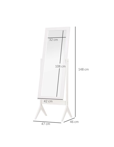 HOMCOM Tall Freestanding Dressing Mirror, Bedroom Full-Length Mirror with Adjustable Angle, 148x47cm, White 831-268WT - pic 94171 | FastDaddyshop