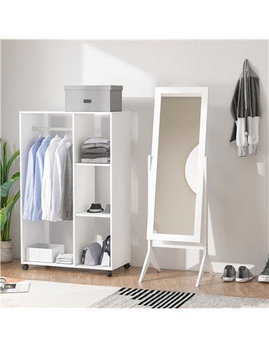 HOMCOM Tall Freestanding Dressing Mirror, Bedroom Full-Length Mirror with Adjustable Angle, 148x47cm, White 831-268WT